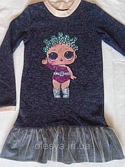 Дитяче тепле плаття на дівчинку з лялечкою LOL Розміри 134