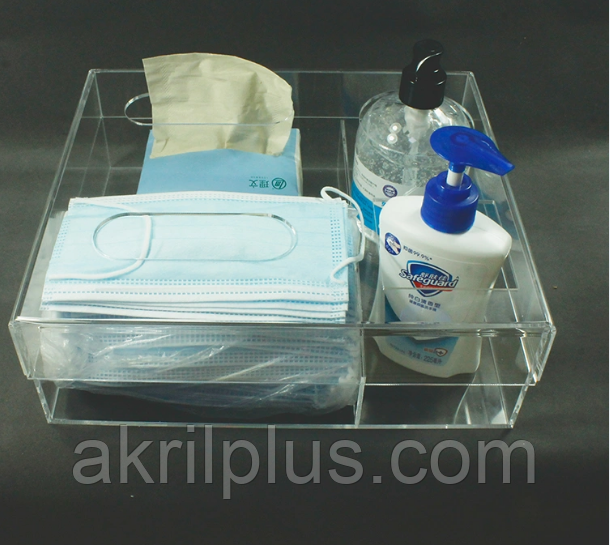 Багатофункціональна підставка для зберігання масок, серветок, антисептика, фото 1