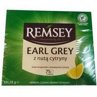 Чай чорний Сивий Граф з бергамотом та лимоном Remsey Earl Grey (75х1,75г) 131,25г Польща