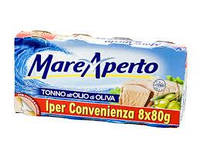 Тунец Mare Aperto Natural в оливковом масле (8х80 г) 640г Италия