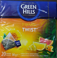 Чай зелений Green Hills Twist тропічний 20 пірамідок Польща