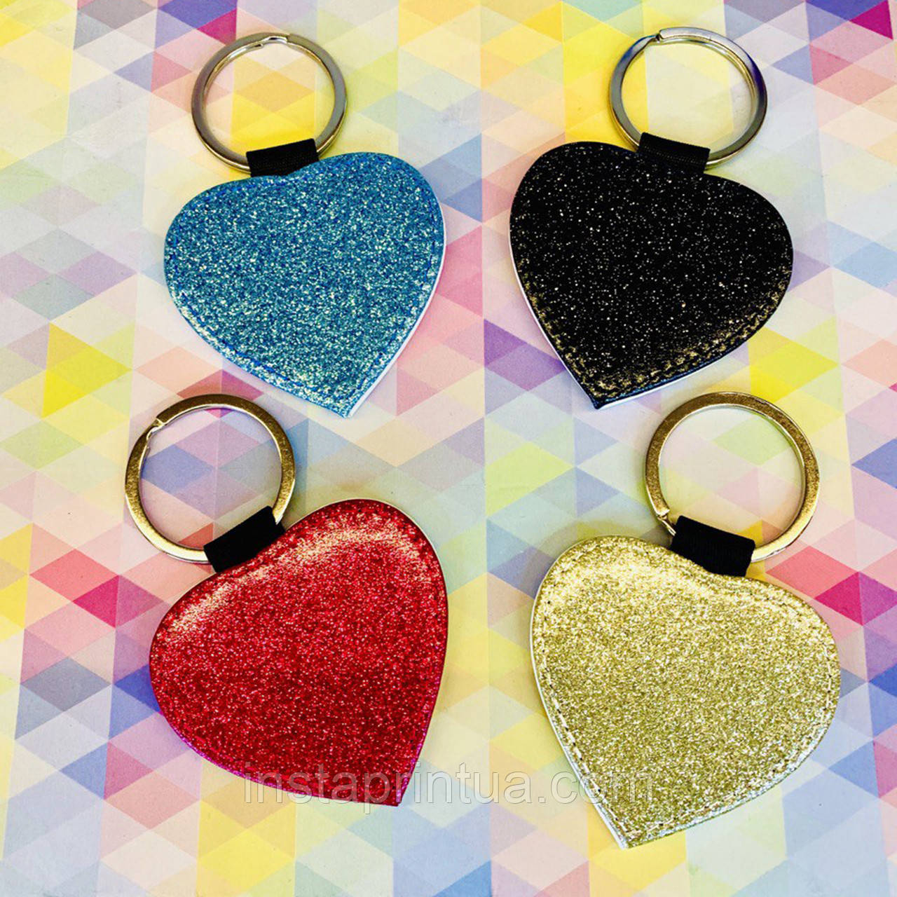 Брелок з блискітками серце + друк. Друк на брелоках, фото 1