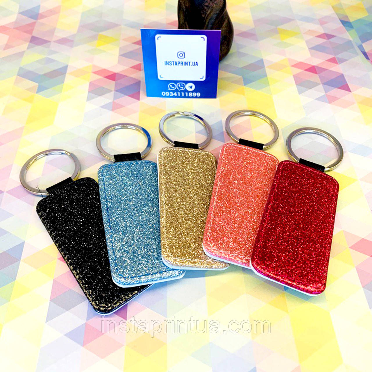Брелок з блискітками прямокутний + друк. Друк на брелоках, фото 1