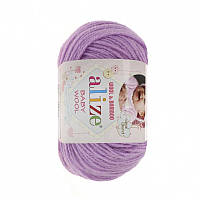 Пряжа Baby Wool 50гр - 175м (672 Бузковий) Alize, Дитяча пряжа (40%-вовна, 20%-бамбук, 40%-акрил,Туреччина