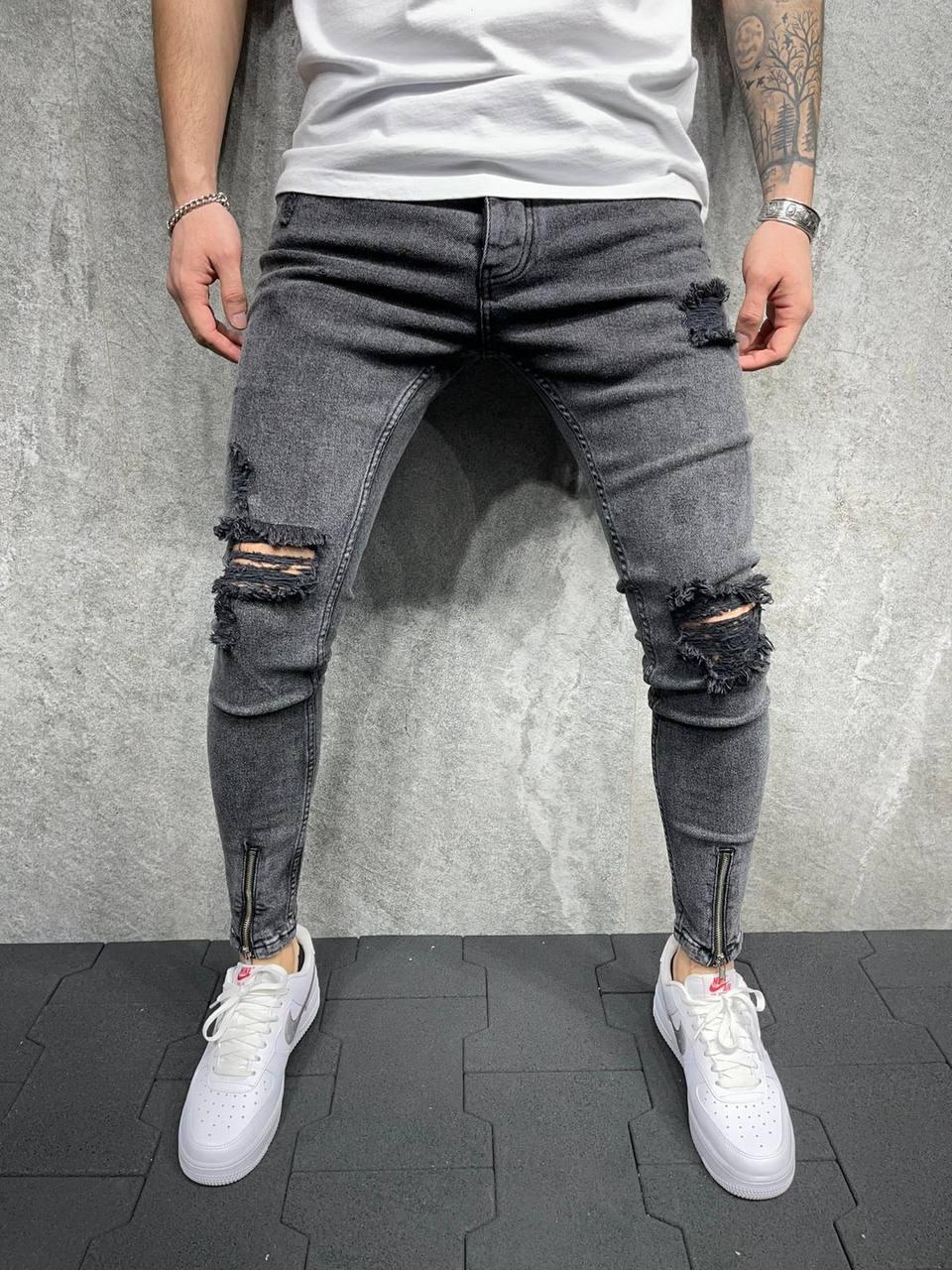 Чоловічі стильні джинси ZARA SKINNY (сині) Завужені. Турецькі чоловічі джинси