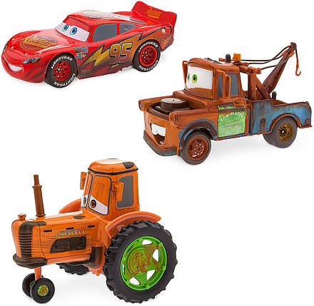 Ігровий набір трьох героїв із мультфільму Тачки (Disney Pixar Radiator Springs Pull 'N' Race Die Cast 3-Pack), фото 1