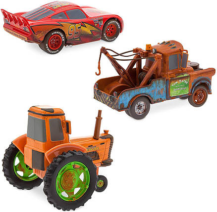 Ігровий набір трьох героїв із мультфільму Тачки (Disney Pixar Radiator Springs Pull 'N' Race Die Cast 3-Pack), фото 4