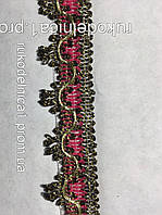 Тесьма декор розовая с люриксовой нитью ширина 15мм для пошива штор, одежды, кукол, украшений, поделок.