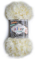 Пряжа Alize Puffy Fur 100гр - 6м (6113 Молочный), Турция