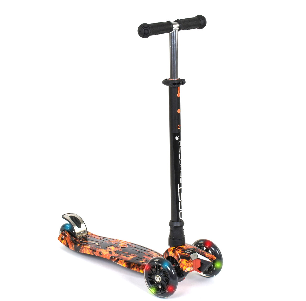 Самокат триколісний дитячий MAXI Best Scooter помаранчевий пластиковий колеса PU з підсвічуванням