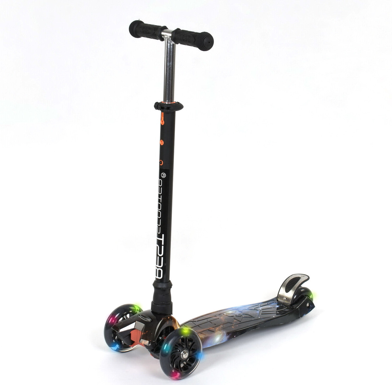 Самокат триколісний дитячий MAXI Best Scooter чорний пластиковий колеса PU з підсвічуванням