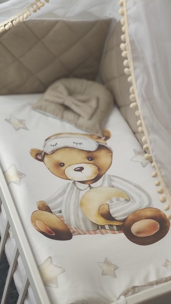 Набір постільної білизни в дитяче ліжечко стібка Ведмедики - Бортики в ліжечко / захист у дитяче ліжечко
