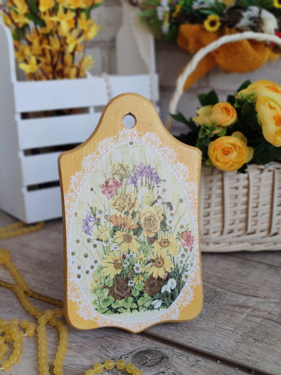 Дошка кухонна із дерева, для декору h-22см, великодній декор, фото 1