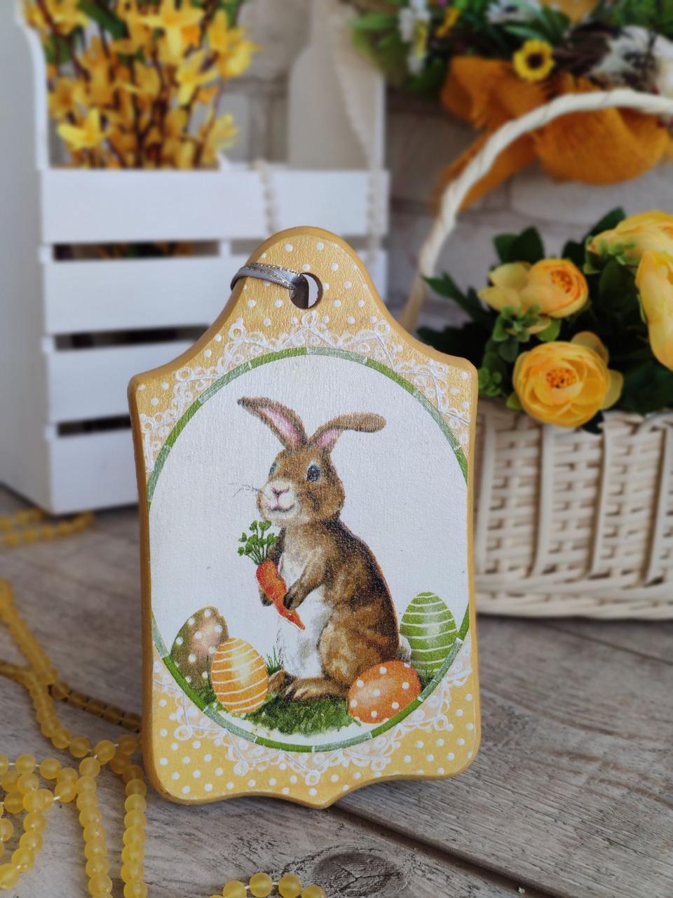 Дошка кухонна із дерева, для декору, h -22см, великодній декор, фото 1