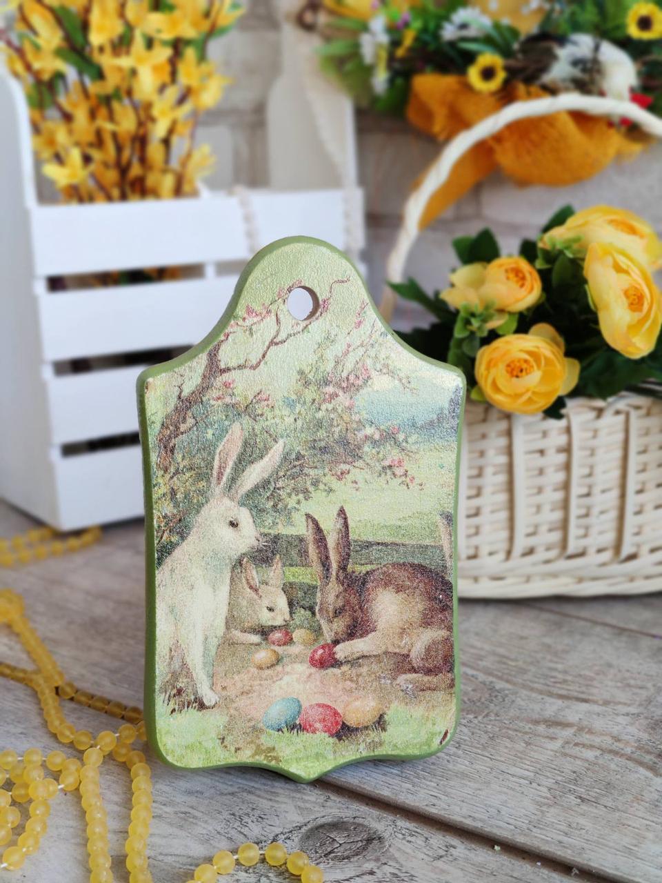 Дошка кухонна із дерева,  для декору, Н -22см, великодній декор, фото 1