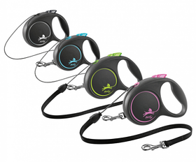 Flexi BLACK Design M Рулетка для собак вагою до 20 кг, трос, 5 м