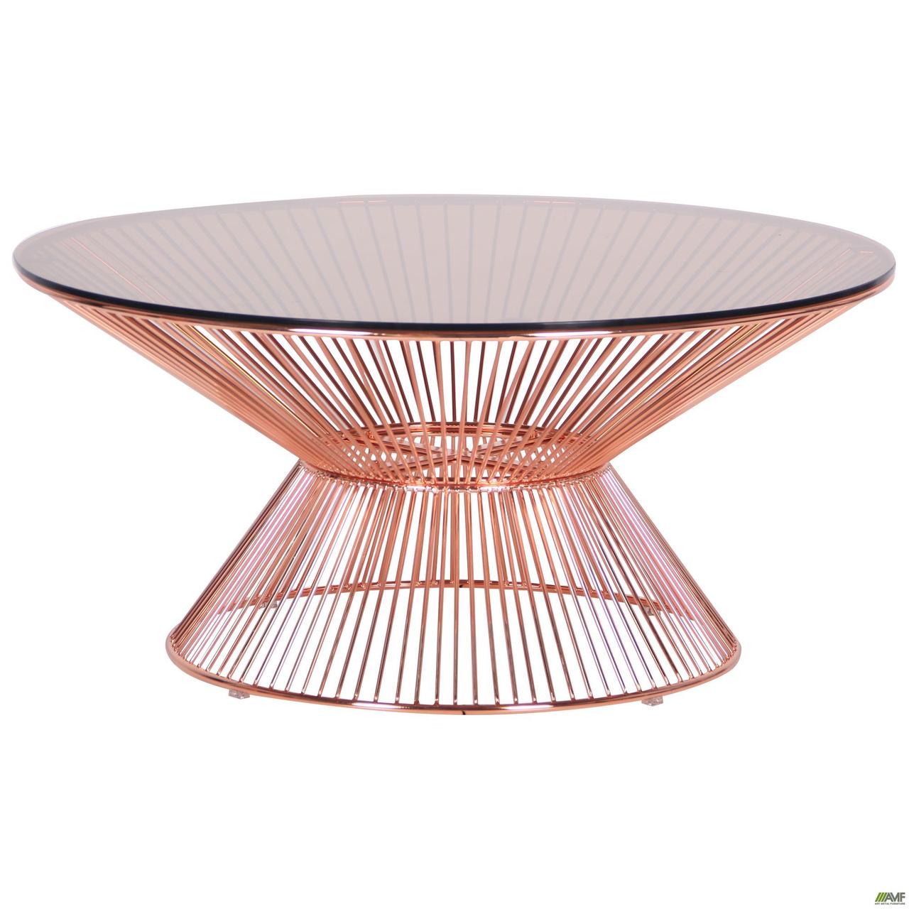 Журнальний стіл Owi rose gold скляний металевий, фото 1