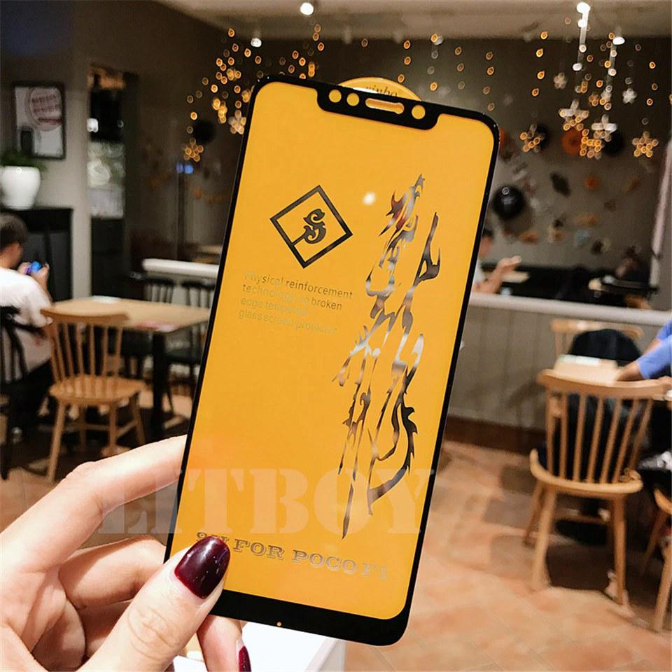 Захисне скло 6D для Pocophone Poco F1 чорне протиударне на весь екран