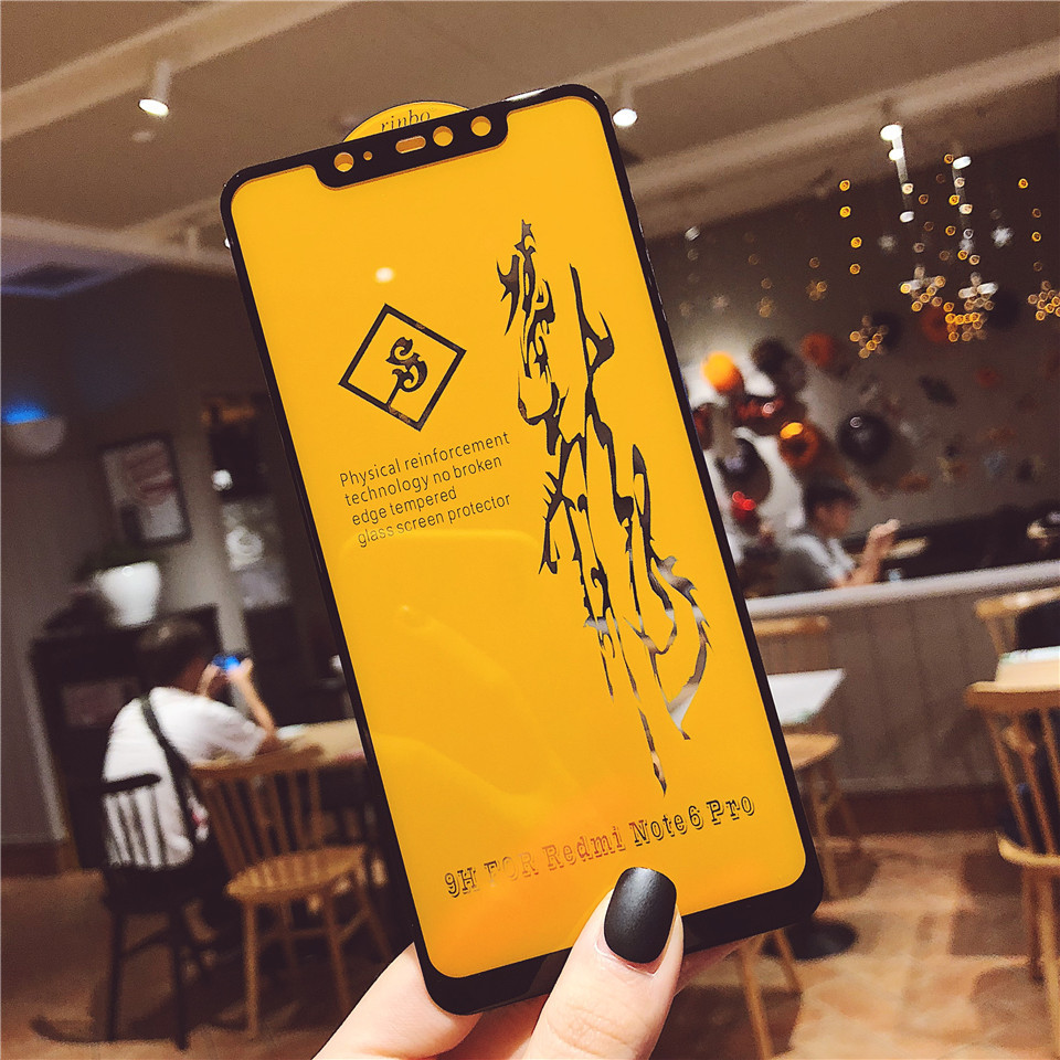 Захисне скло 6D для Xiaomi Redmi Note 6 Pro чорне протиударне на весь екран