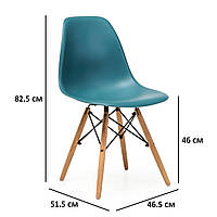Пластикові стільці з дерев'яними ніжками М-05 кольору тіффані без підлокітників сканді