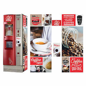 Брендована наклейка на кавовий автомат Saeco Quarzo 500, червоний