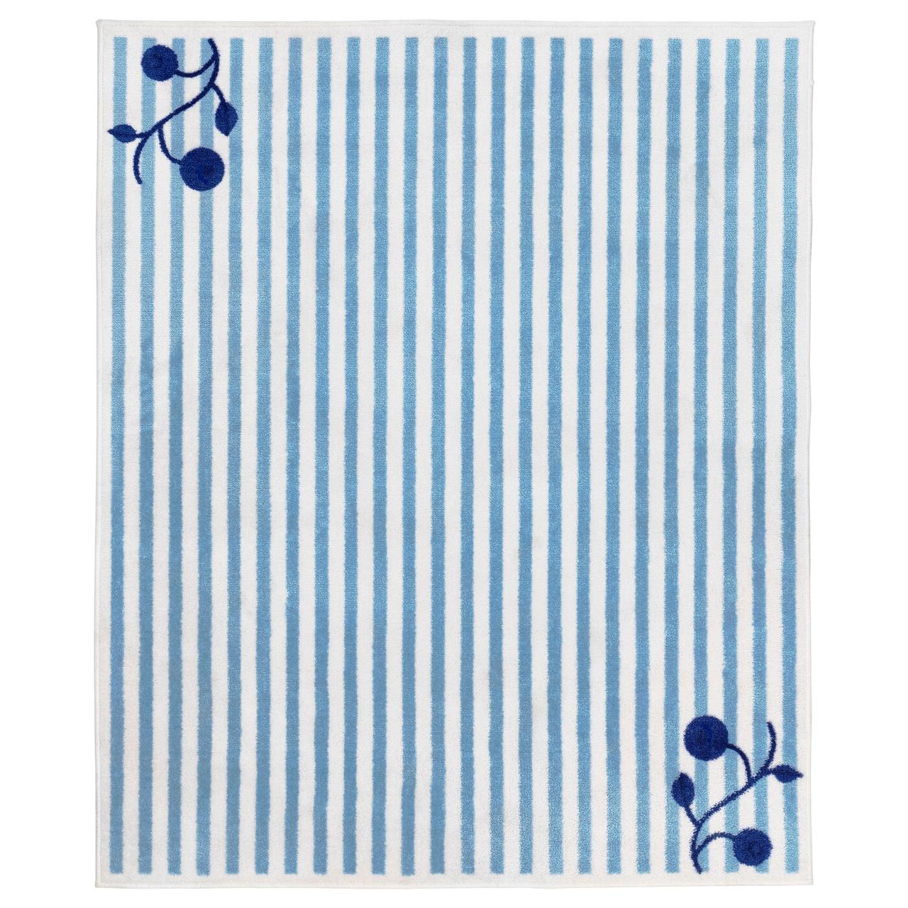 Игровой ковер IKEA с принтом в полоску, бело-голубой 133x160 см.