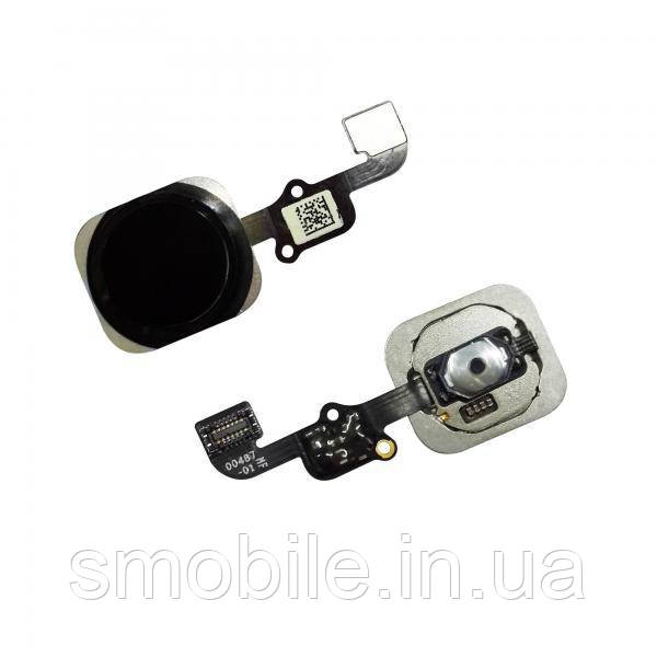Кнопка HOME зовнішня для iPhone 6S/6S Plus чорного кольору, кільце — чорне + шлейф (оригінал)