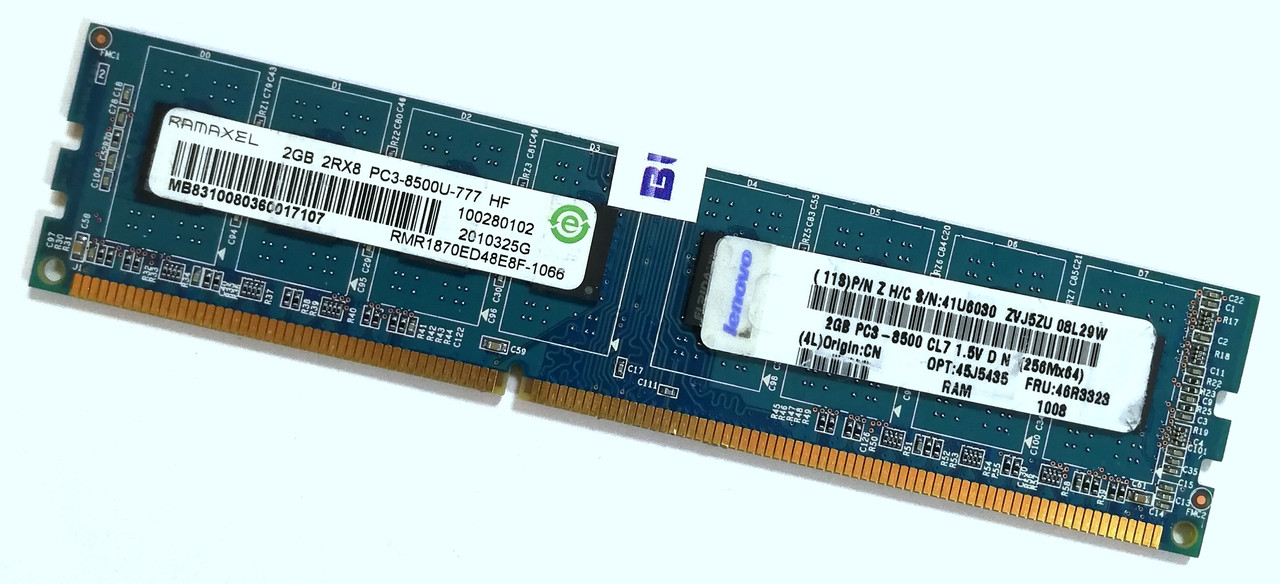 Оперативна пам'ять Ramaxel DDR3 1066MHz 2Gb PC3 8500U CL7 (RMR1870ED48E8F-1066) Б/В