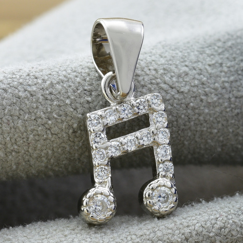 Срібний кулон Мелодія розмір 17х9 мм вставка білі фіаніти вага 0.9 г, фото 1