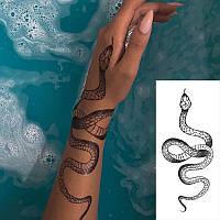 Жіноча тату змія 25х11см/ переводне татуювання