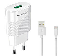 СЗУ Grand-X 1USB 2.1 А White (CH-17WL) + USB cable-Lightning