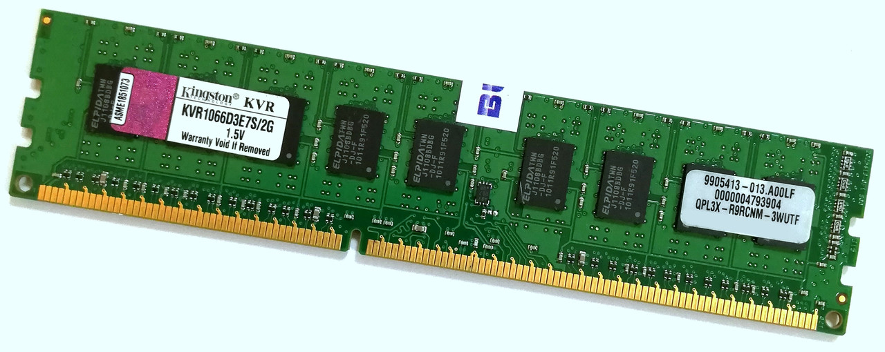 Оперативна пам'ять з корекцією помилок ECC Kingston DDR3 1066MHz 2Gb 8500E CL7 (KVR1066D3E7S/2G) Б/В