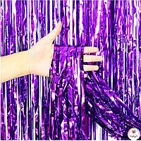 Шторка для фотозоны из дождика (фольгированная) | Фиолетовый 1х2м