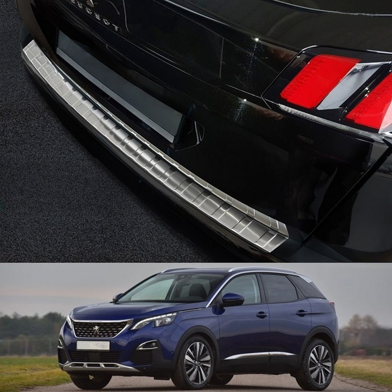 Захисна накладка на задній бампер для Peugeot 3008 II 2017-2020 /нерж.сталь/