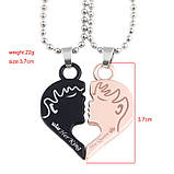 Парні підвіски дві половинки серця His Queen Her King для закоханих двоколірні чорна і золотиста, фото 5