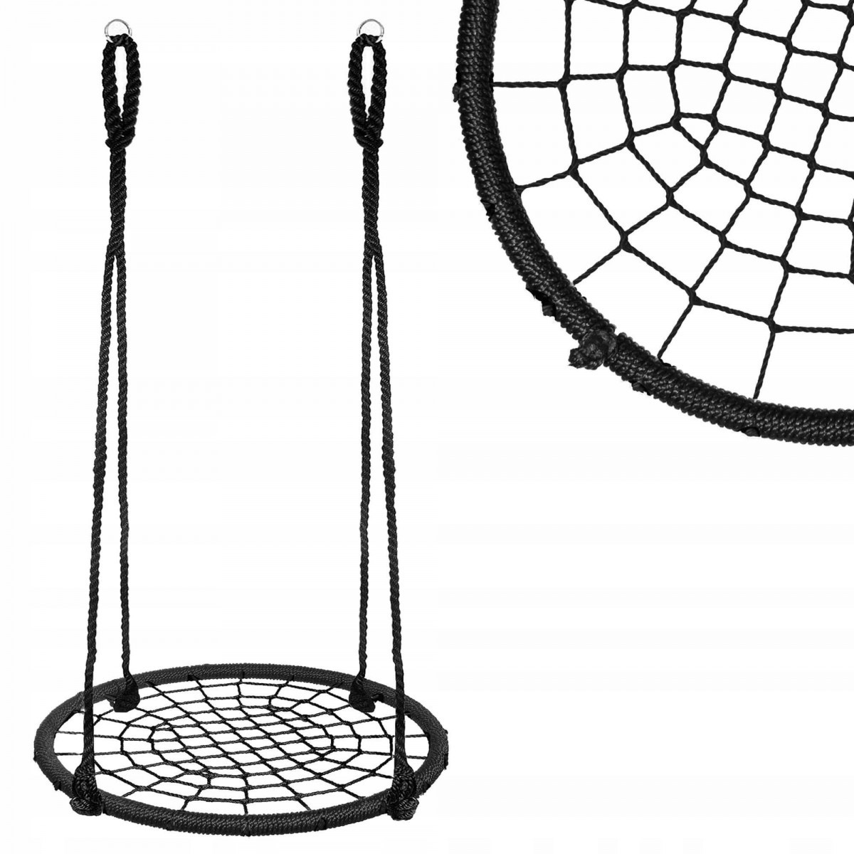 Гойдалка-гнездо Springos кругла 100 см Чорна