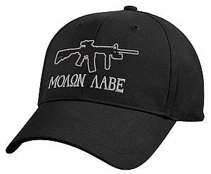 Бейсболка чоловіча вишивка "Molon Labe" колір черый бавовна твіл Rotcho USA