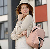 Стильний жіночий рюкзак бордовий з стрічкою, міської, повсякденний, матова еко-шкіра, фото 6