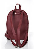 Стильний жіночий рюкзак бордовий з стрічкою, міської, повсякденний, матова еко-шкіра, фото 4