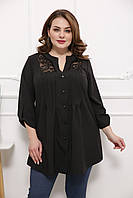 Красивая женская рубашка размер плюс Алика черный (54-72)