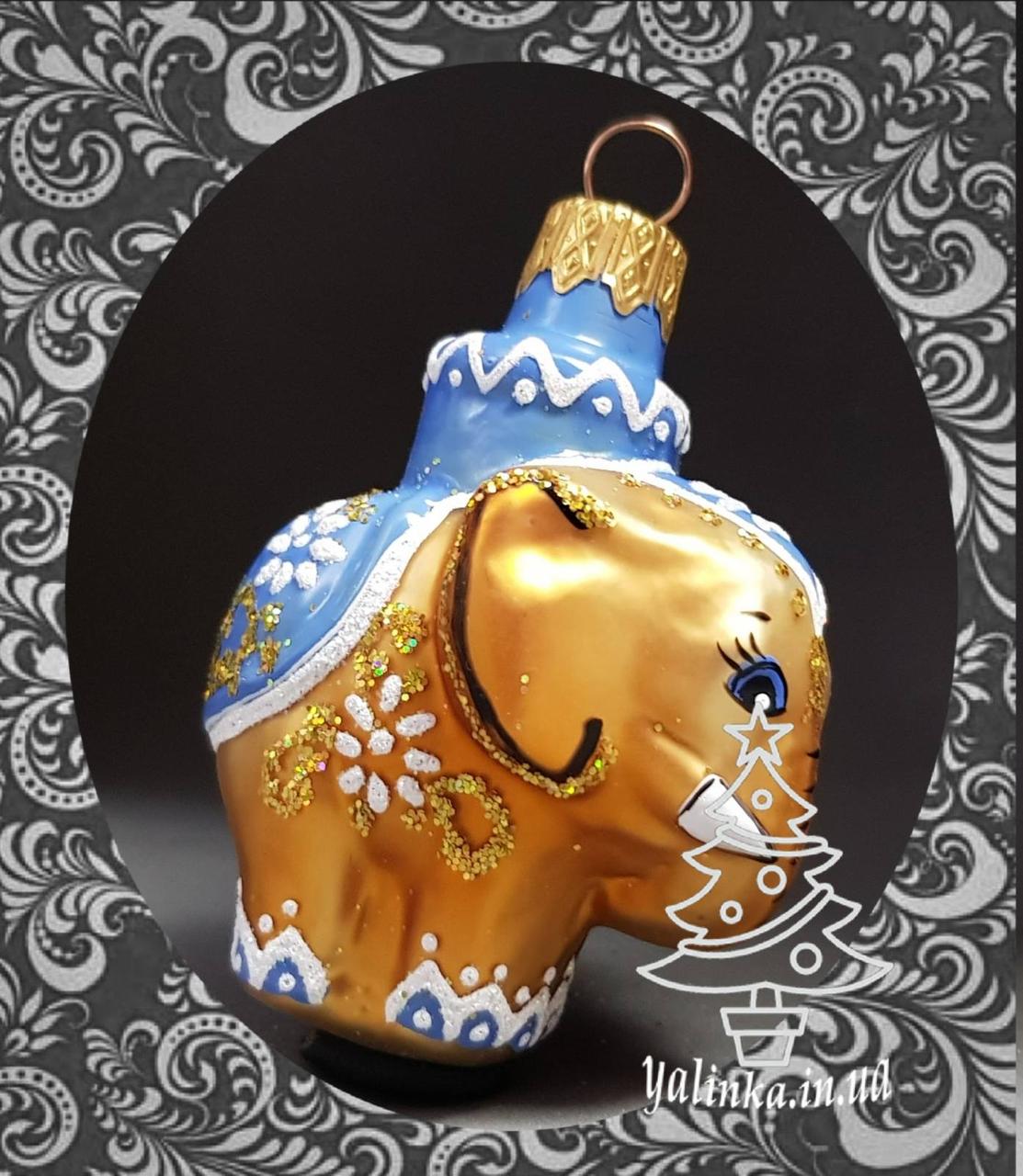 Скляна ялинкова іграшка Слоненя коричньове 125/с-1