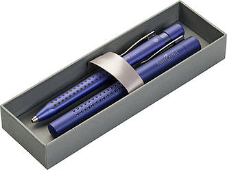 Подарунковий набір ручок Faber-Castell GRIP 2011, в картонній коробці, корпус синій, кулька + перо М, 140982