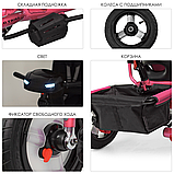 Дитячий триколісний велосипед Turbo trike,кол.гума (12/10), USB/BT,світ, пульт, рожевий, фото 4