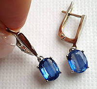 Серьги с натуральными непальскими Royal Blue кианитами 9х7 мм