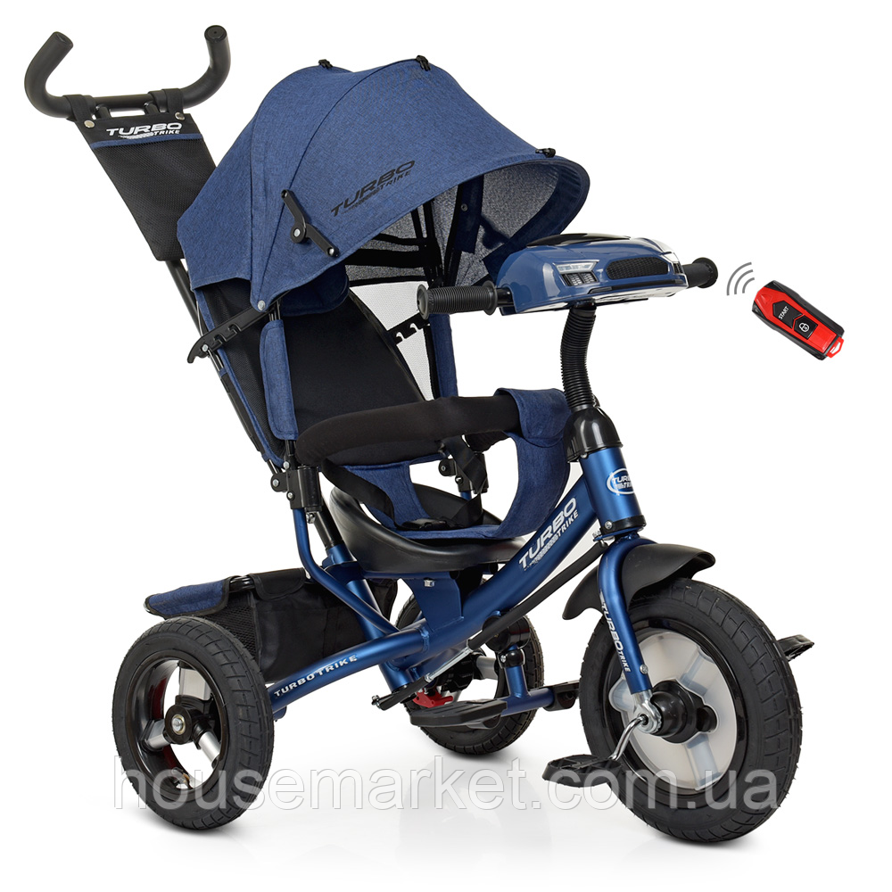 Дитячий триколісний велосипед Turbo trike,кол.гума (12/10), USB/BT,світ, пульт,