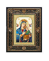 Неустанной помощи (Всепомогающая, Страстная) икона Богородицы в ажурной рамке на подставке