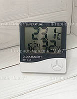 Термометр гигрометр c часами будильником HTC-1 | домашняя метеостанция