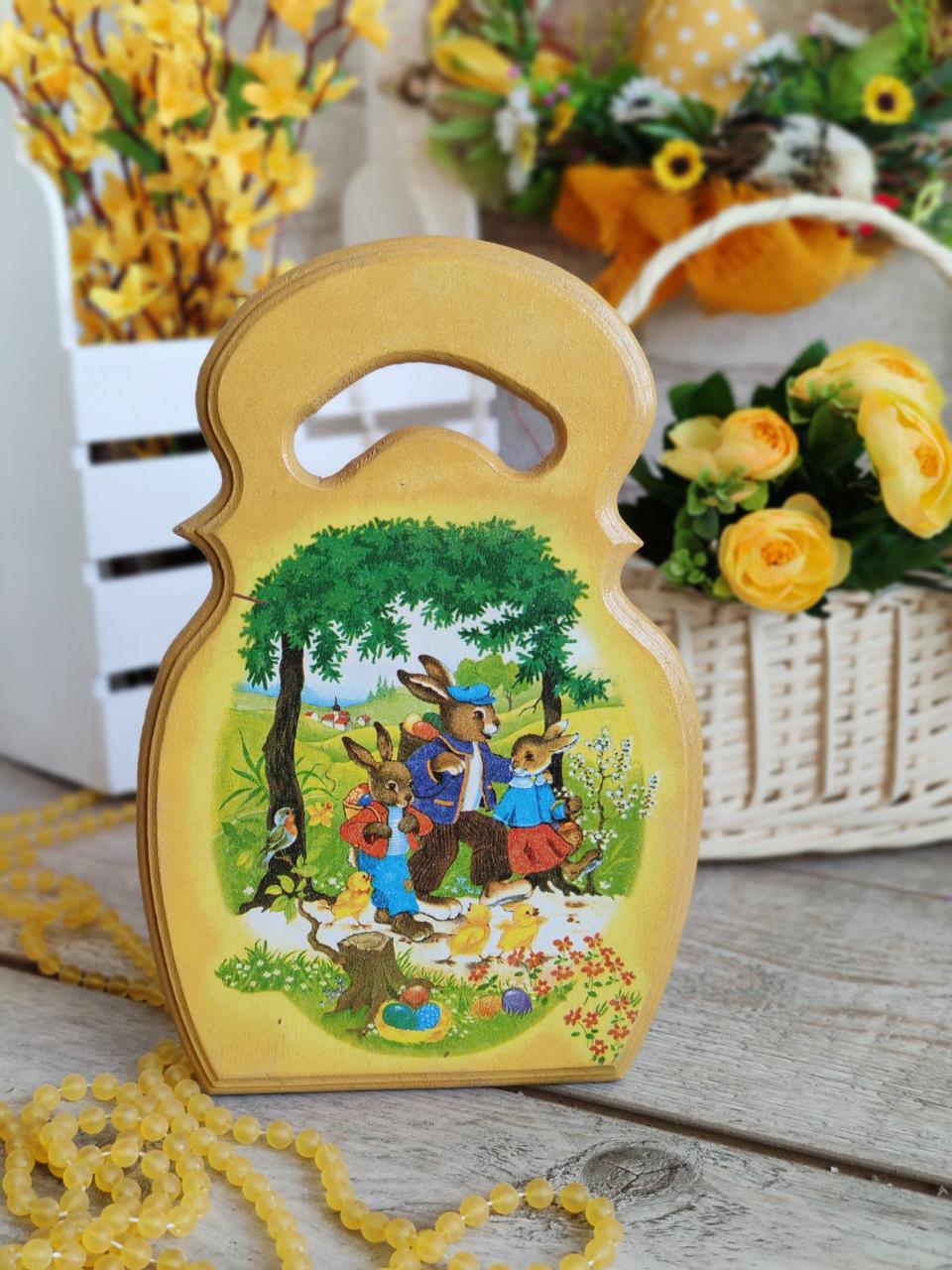 Дошка кухонна із дерева, робоча 2 сторона, h -25 см великодній декор, фото 1