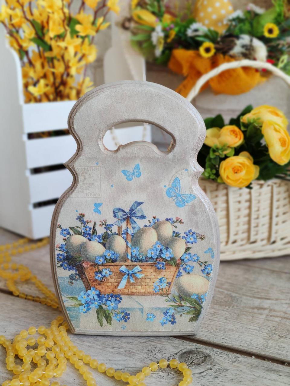 Дошка кухонна із дерева, робоча 2 сторона, Н -25 см, великодній декор, фото 1