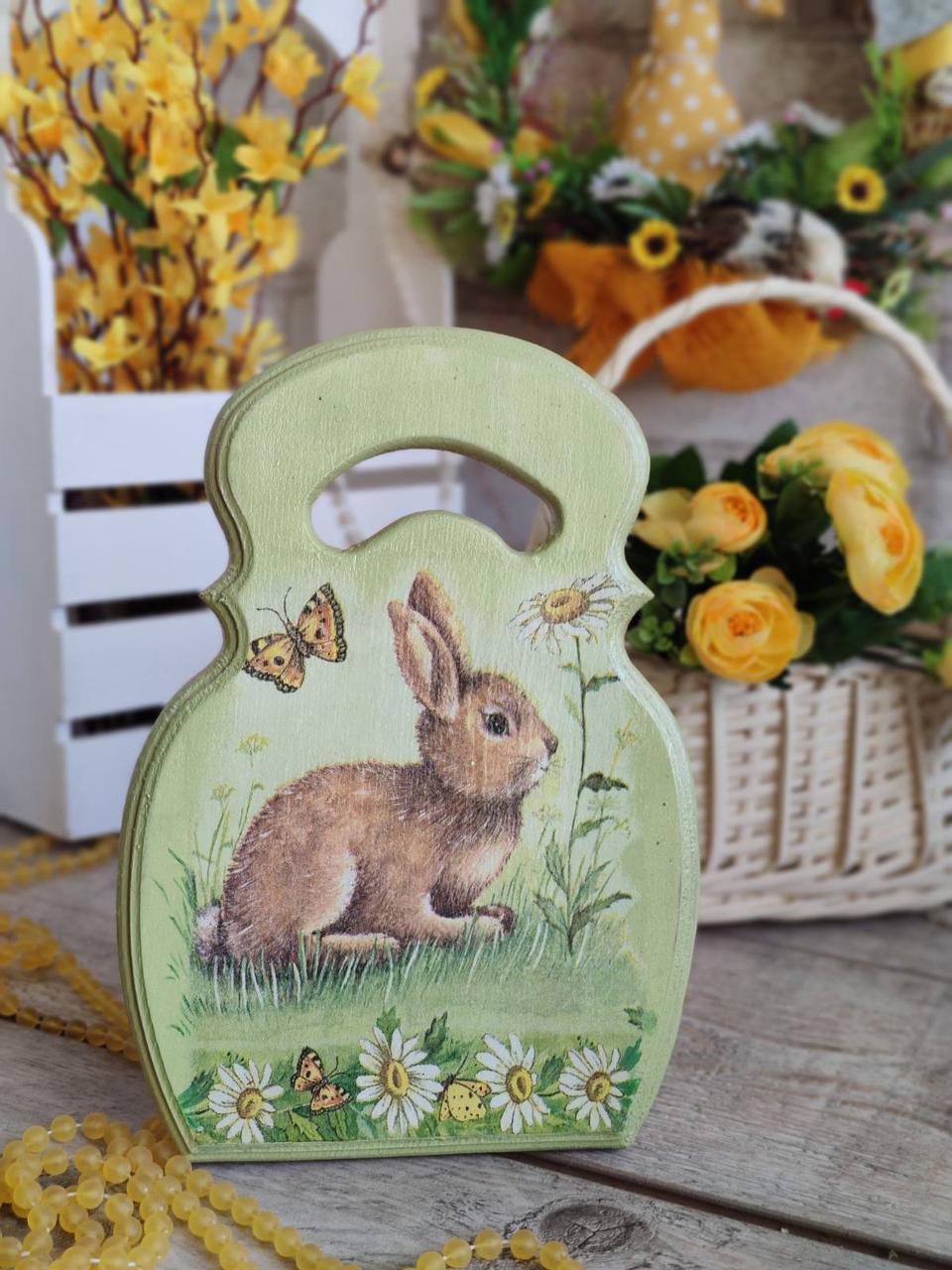 Дошка кухонна із дерева, робоча 2 сторона, Н -25 см, великодній декор, фото 1